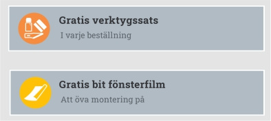 Gratis verktygssats i varje beställning och gratis bit fönsterfilm